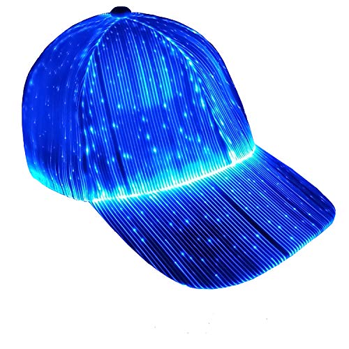 Ruconla Fiber optic cap LED hat with 7 colors luminous glowing EDC baseball hats USB Charging light up caps even party led...