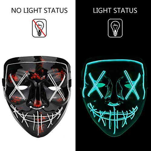 Poptrend Halloween Mask LED Light up Mask for Festival Cosplay Halloween Costume Masquerade Parties,Carnival,Gifts
