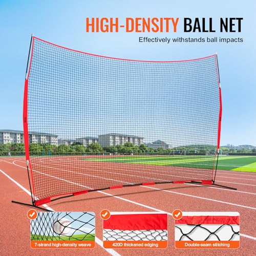 VEVOR 7X7ft/12X9ft/16X10ft/20x10ft Barricade Backstop Net, Ball Sports Barrier Netting, Portable Practice Net for Baseball Softball Lacrosse Hockey Basketball Equipment Training Net
