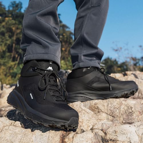 OUTJET Men's Waterproof Hiking Boots Lightweight Comfortable Outdoor Walking Trail Boots Shoes