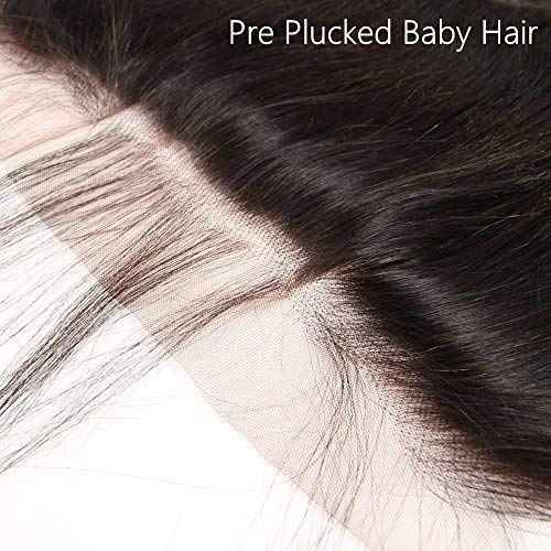 Grand Nature 20 Inch Transparent Lace Frontal Closure 13 x 4 Human Hair Body Wave Pre Plucked Ear To Ear Lace Frontals With Bangs Baby Hair Knots Can Be Bleached