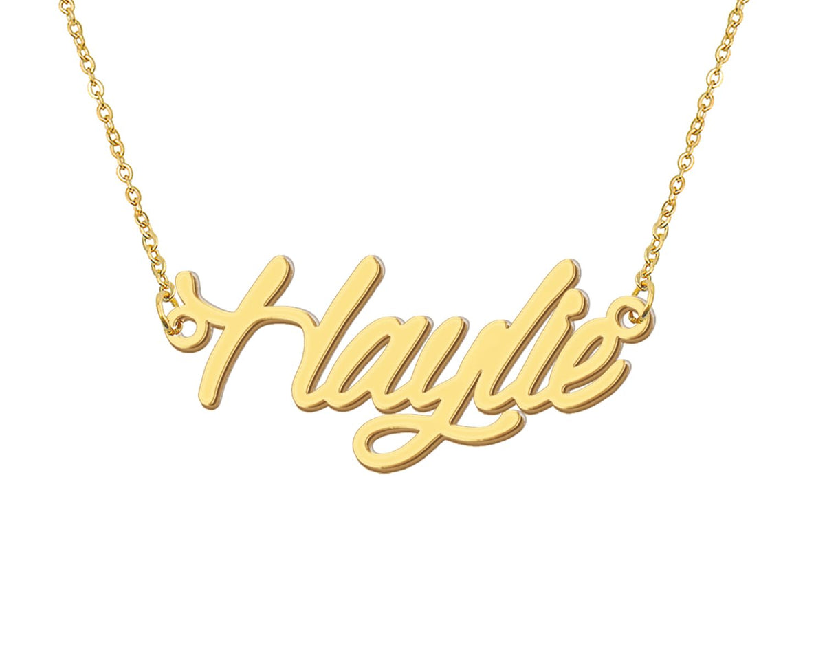 Aoloshow Haylie Name Necklace Stainless Steel 18k Gold Plated Initial Name Necklace Womens Jewelry for Christmas
