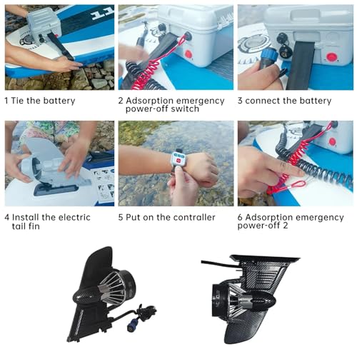 Aniwini Rechargeable Electric Surfboard Fin, Stand-Up Paddle Board Thruster, Portable Underwater Motor with Remote Control...