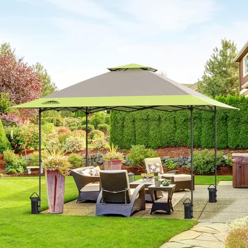 EAGLE PEAK 13x13 Straight Leg Pop Up Canopy Tent Instant Outdoor Canopy Easy Single Person Set up Folding Shelter w/Auto E...