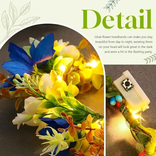 DRESBE Light Up Flower Crown Headbands LED Party Floral Hair Accessories for Women