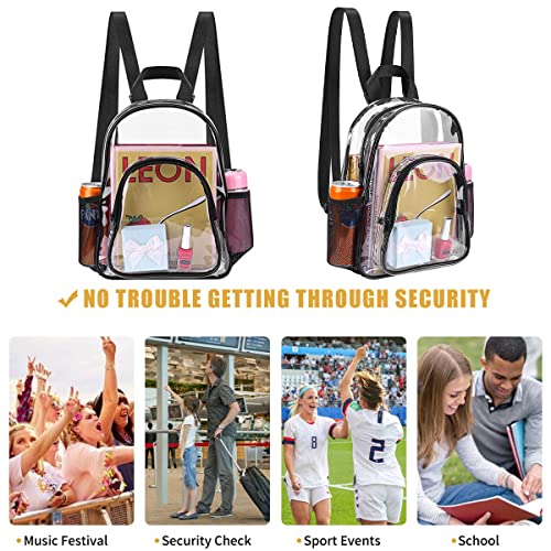 TKSDWBLTY 3Pcs Clear Backpack for Stadium Events,10x12x4 Inches Small Clear Backpack for Concert,Transparent Bag for Socce...