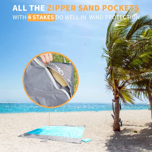 covacure Beach Blanket Waterproof Sandproof 79”X 83"- Large Beach Blanket Sandproof Fits for 4 Adults, Waterproof Beach Ma...