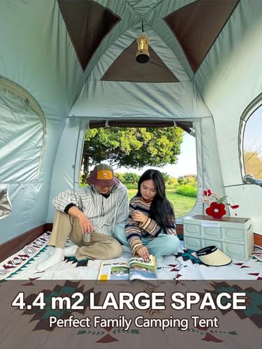 Inflatable Camping Tent, 2/4/6/8 Person Glamping Inflatable Tents for Camping, 2025 Update Zipper Door Easy Setup Blow Up ...