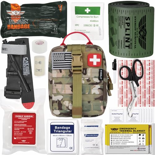 EVERLIT Emergency Trauma Kit, CAT GEN-7 Tourniquet 36" Splint, Military Combat Tactical IFAK for Critical Wounds First Ai...