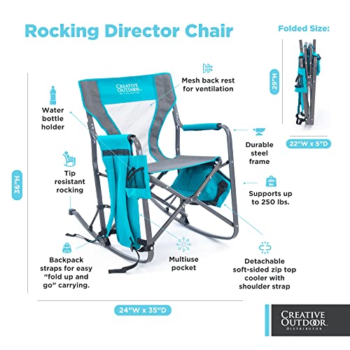 Creative Outdoor Collapsible Folding Rocking Director Chair | Camping Picnic Beach & Patio