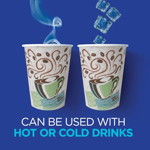 Dixie PerfecTouch 12 oz Paper Coffee Cups By GP PRO, Coffee Haze Design, 500 Count (25 Disposable Cups Per Sleeve, 20 Slee...