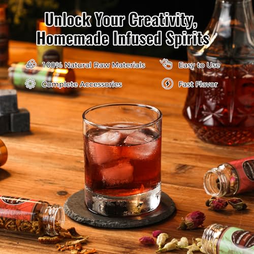 Alcohol Infusion Kit,16 Natural DIY Whiskey Making Kit for Infusing Bourbon,Rye, Gin, Vodka,Tequila, Rum with Custom Botan...
