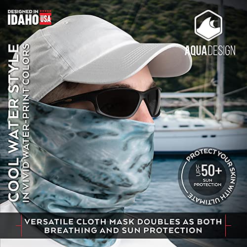 Aqua Design Fishing Hunting Masks Neck Gaiter: Men and Youth UPF 50+ Sun Mask Protection: Camo Face Cover Balaclava Bandana