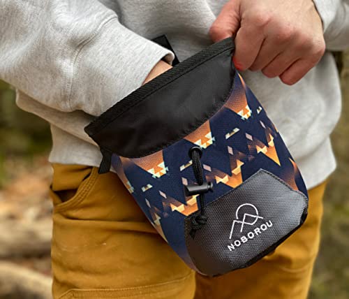Noborou Chalk Bag for Rock Climbing + Crossfit + Weightlifting | Bouldering Chalk Bag | Wide Opening | Large Zippered Pock...