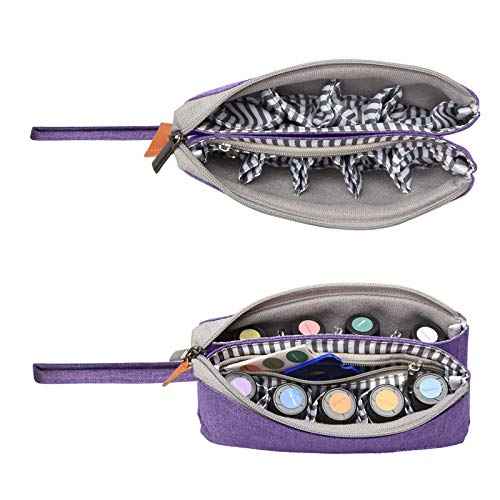 LUXJA Essential Oil Carrying Bag - Holds 9 Bottles (5ml-15ml, Also Fits for Roller Bottles), Portable Organizer for Essential Oil and Small Accessories, Purple