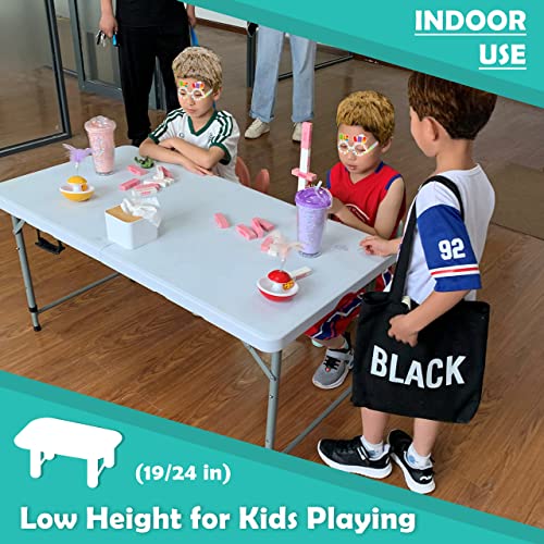Go-Trio Folding Table 4/6/8 Foot, Foldable Table Adjustable Height Card Table, Indoor Outdoor Small Desk, Portable Plastic...