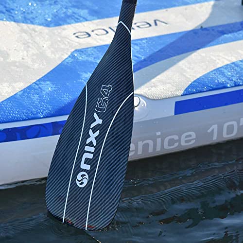 NIXY Carbon Fiber Hybrid SUP Paddle Adjustable 3-Piece Stand Up Paddleboard Paddle – Blade Size 90 - Lightweight and Float...