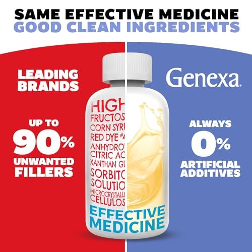 Genexa Kids' Clean Cough Medicine & Honey Cough Syrup, Pain & Fever Reducer Value 4-Pack, Dye Free, 0% Artificial Additives, Cough Care for Children, Fever & Pain Reliever, 16 fl oz (4 Bottles)