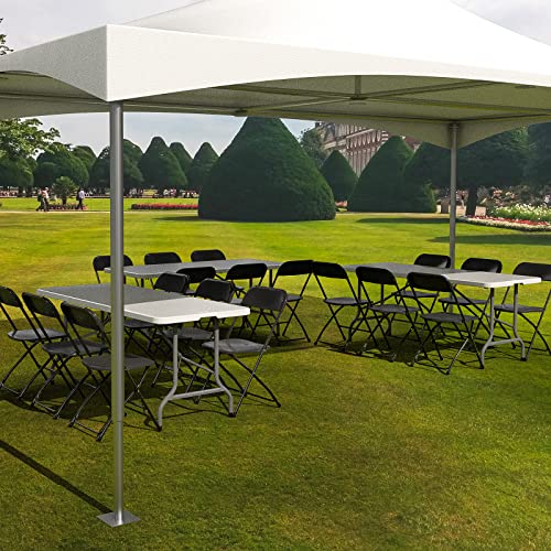 VINGLI 6 FT Plastic Folding Table Set with 6 Black Folding Chairs for Picnic, Event, Training, Outdoor Activities, at Home...