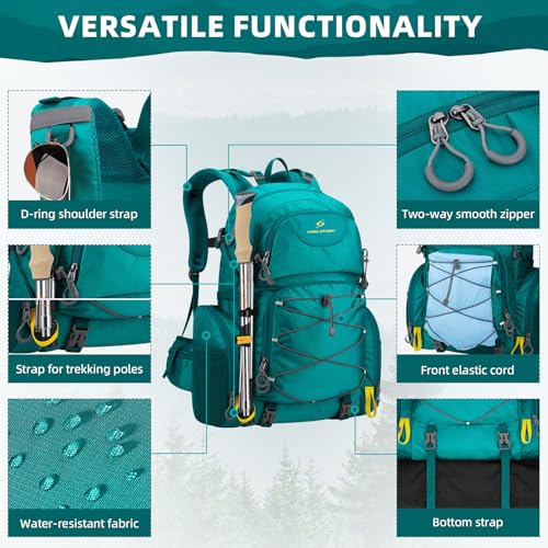Maelstrom Hiking Backpack,40L Waterproof Camping Backpack,Men Women Packable Hiking Daypack with Rain Cover,Lightweight Tr...