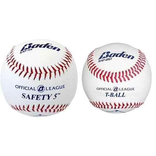Baden Level-5 Safety Baseball (One Dozen) and T-Ball Safety Baseballs with Sponge Rubber Center (One Dozen) Bundle