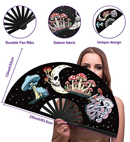 Fans for Line Dancing- Rave Fan - Larger Folding Clack Handheld Fan for Men/Women EDM, Halloween Costumes Shirts Pajamas S...
