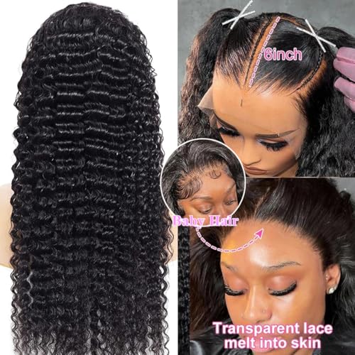 18 Inch Deep Wave Lace Front Wigs Human Hair 13x6 HD Lace Frontal Wigs Human Hair Pre Plucked Deep Curly Lace Front Wigs For Women
