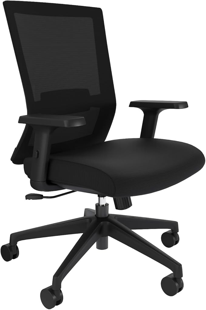 Vari Essential Task Chair - Varidesk Ergonomic Home Office Chair with Comfortable Mesh, Lumbar & Back Support, Adjustable Height - Ideal for Computer Desk - Easy Assembly - Black
