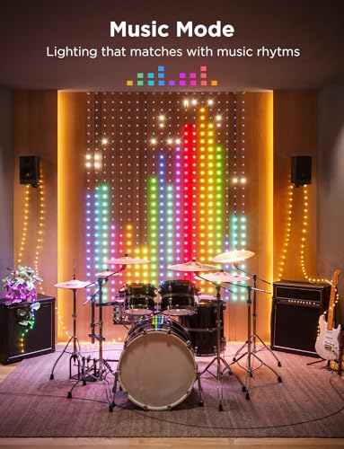 Govee Curtain Lights, Smart LED Color Changing Wall Lights, Dynamic DIY Curtain String Lights for Bedroom Living Room Holi...