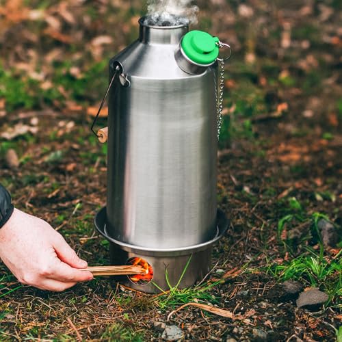 Kelly Kettle Base Camp Stainless Steel Basic Kit 54 oz.(1.6 LTR) Large Stainless Steel Camp Kettle, Lightweight Camping Ke...