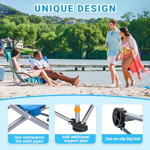 KingCamp Folding Beach Chair 2 Pack High Back Lightweight Portable Backpack Chair with Headrest, Cup Holder for Camping Ou...