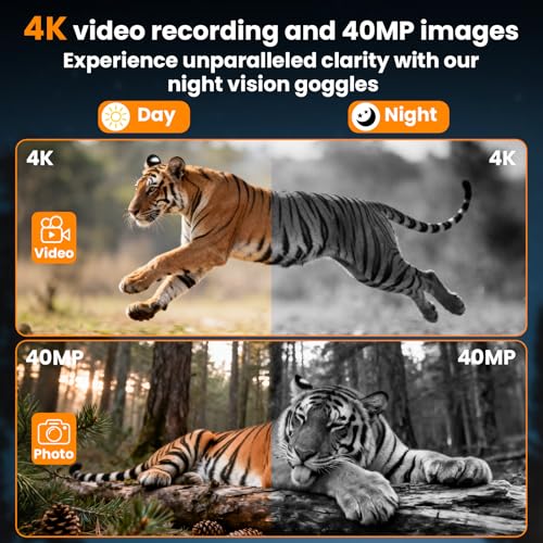 NKBZEB Night Vision Goggles - 5W Upgraded 4K HD IR Binoculars - 8X Digital Zoom, Rechargeable Binoculars with Camera Built...