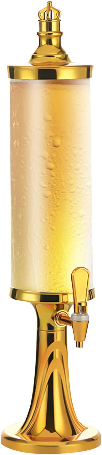 PROYONGOO 3L/100oz Mimosa Tower, Drink Tower Dispensers for Parties with LED Colorful Shinning Lights and Ice Tube, Beer T...