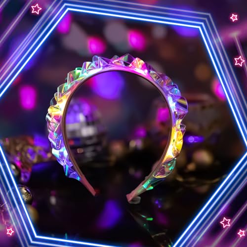 Tigeen Light up Headband LED Glow Headbands Glow in The Dark Headband LED Hair Accessories for Wedding Party Favor