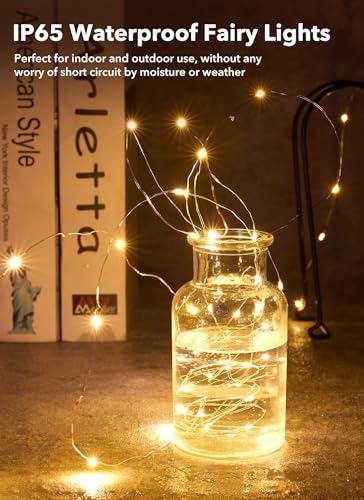 Minetom 6 Pack Fairy Lights Battery Operated String Lights - 7ft 20 LED Waterproof Silver Wire Firefly Lights Waterproof f...