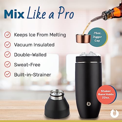 SNOWFOX Premium Vacuum Insulated Stainless Steel Cocktail Shaker, Home Bar Accessories, Elegant Drink Mixer, Leak, Proof L...