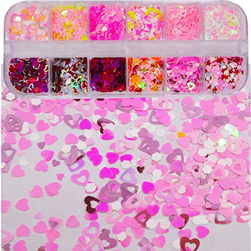 LoveOurHome 4 Boxes Iridescent Nail Glitter Sequins Set Heart Star Butterfly Shapes Glitters Flakes Sticker Manicure Acces...