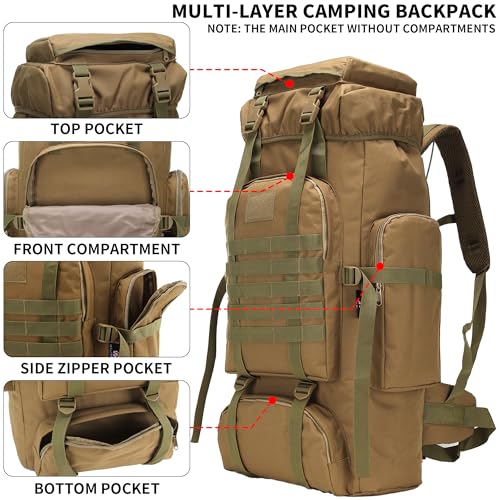 W WINTMING Hiking Backpack for Men 70L/100L Camping Backpack Military Rucksack Molle 3 Days Assault Pack for Climbing | Ca...