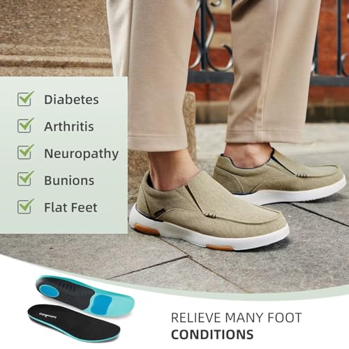 OrthoComfoot Men's Orthopedic Comfortable Slip-On Shoes with Arch Support, Orthotic Loafers for Plantar Fasciitis, Canvas ...