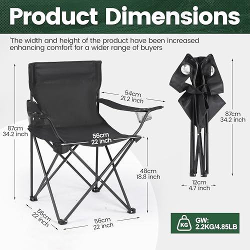 2 Pack Camping Chairs -Lightweight and Supportive Chairs for Adult and Lightweight Individuals - Compact, Durable, and Por...