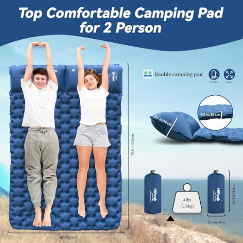 HiiPeak Sleeping Pad for Camping- Ultralight Inflatable Sleeping Mat with Built-in Foot Pump, Upgraded Durable Compact Cam...