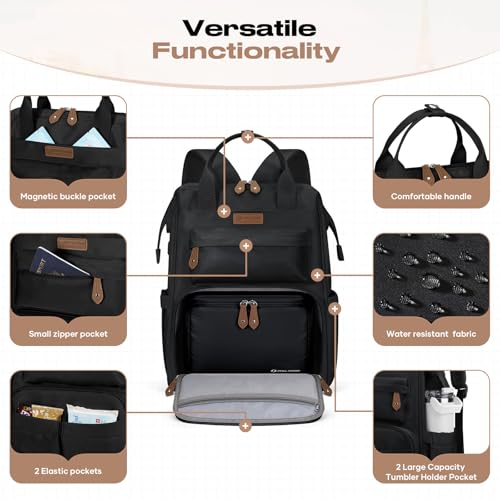 Maelstrom Travel Backpack for Women Men,Laptop Backpack Fits 15.6-17.3 Inch Laptop, Nurse/Work Bag with Insulated Lunch Bo...