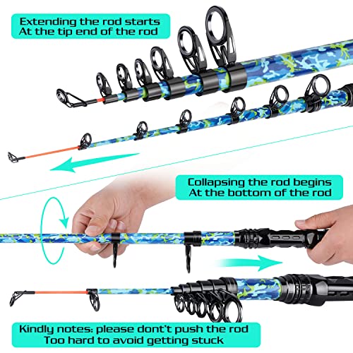 Sougayilang Fishing Rod and Reel Combos with Telescopic Fishing Pole Spinning Reels Fishing Carrier Bag for Travel Saltwat...