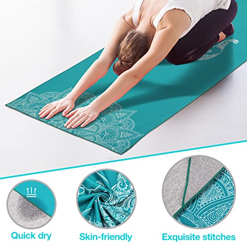 MoKo Hot Yoga Towel, Non-Slip Yoga Mat Towel with Grip Dots, 74.4"×27.3" Yoga Mat Cover for Pilates, Fitness, Meditation, ...