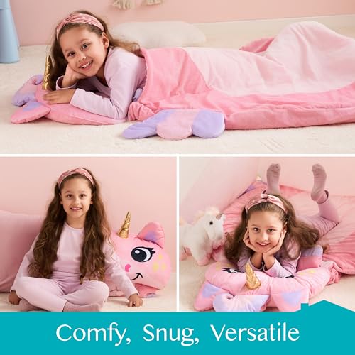 JOIEDOMI Kids Sleeping Bag 4 5 6 Year Old Girl Gifts Toddler Nap Mat with Pillow & Blanket 60" x 39" for Kids Ages 3+ Soft...