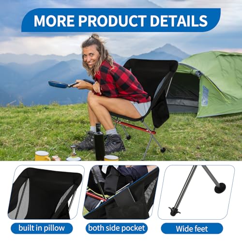 SHALLWE Ultralight Camping Chairs, All Aluminum Frame Portable Folding Camp Chair for Adults, Lightweight Collapsible for ...