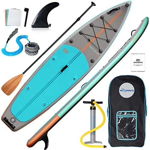 WOOWAVE Inflatable Stand Up Paddle Board 11'6"X31'5" X6" Extra Wide Non-Slip Deck Sup with Premium Accessories Including H...