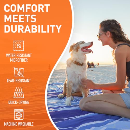 Everlasting Comfort Large Beach Blanket Waterproof & Sandproof - 80" x 80"/ 6.7ft x 6.7ft - Lightweight Picnic Mat, Campin...