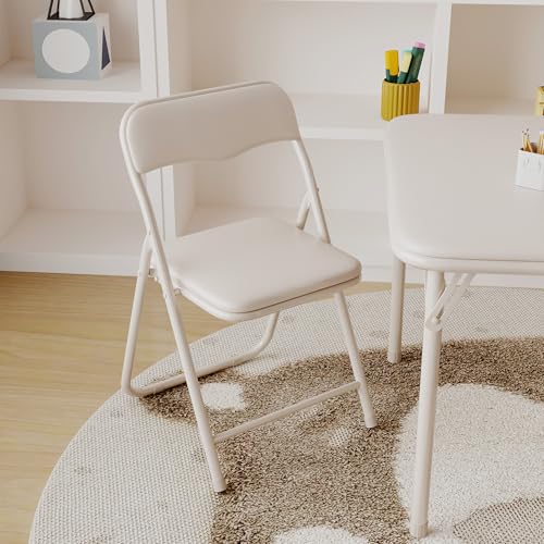 MilleLoom Folding Card Table and Chairs Set of 3, Portable Foldable Table with 2 PU Upholstered Chairs, Lightweight for In...