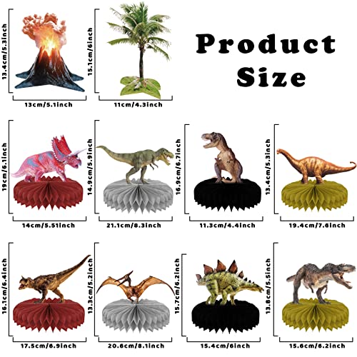 Tevxj 10 Pcs Dinosaur Centerpieces for Birthday Party 3D Dino Honeycomb Table Decorations Dinosaur Safari Jungle Animal Th...